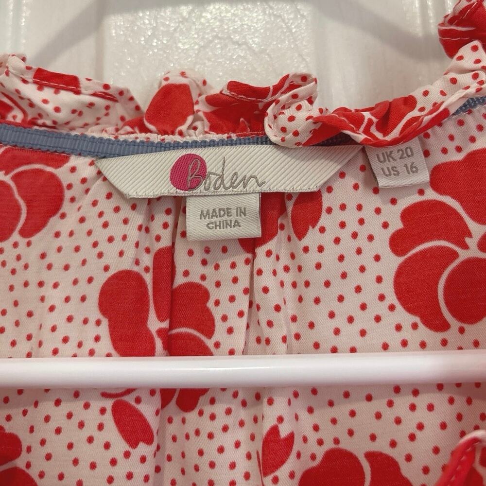Boden Silk Blend Ruffled Floral Keyhole Lightweight Blouse Size 16 - Picture 7 of 9